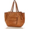 MARCO MAZZINI Camel dámska trojkomorová kožená shopper kabelka