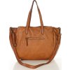 MARCO MAZZINI Camel dámska trojkomorová kožená shopper kabelka