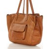 MARCO MAZZINI Camel dámska trojkomorová kožená shopper kabelka
