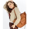 MARCO MAZZINI Camel dámska trojkomorová kožená shopper kabelka