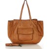 MARCO MAZZINI Camel dámska trojkomorová kožená shopper kabelka
