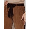 Hnedé dámske menčestrové nohavice s pásikom DANORII