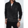 Tmavosivý pánsky štýlový sveter so zipsom pri golieri (Veľkosť M)