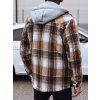 Hnedá károvaná pánska prechodná bunda s kapucňou