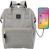 Himawari Priestranný sivý dámsky batoh s USB portom a vreckom na notebook