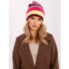 Vínovo-žltá dámska zimná čiapka s brmbolcom