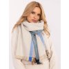 Béžový dámsky pruhovaný šál zakončený strapcami