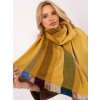 Žltý dámsky pruhovaný šál zakončený strapcami