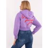 Svetlofialová dámska crop mikina s nápisom na zadnej strane