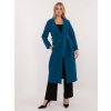 Dlhý tmavomodrý kabát s pásikom (Veľkosť S)