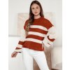 Bielo-červený dámsky pruhovaný sveter LINEZZA