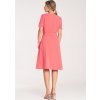 Dámske koralové midi šaty s opaskom