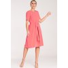 Dámske koralové midi šaty s opaskom
