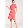 Dámske koralové midi šaty s opaskom