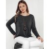Tmavosivé dámske tričko s dlhým rukávom a príveskom LUCERIA