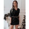 Čierne dámske šaty s pásikom GLAMUP