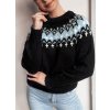 Čierny dámsky sveter so škandinávskym vzorom SKADOVA (Veľkosť ONE SIZE)