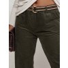 Olivové dámske menčestrové nohavice s opaskom FEMCORD (Veľkosť ONE SIZE)