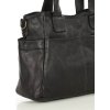 MARCO MAZZINI Čierna dámska kožená kabelka s vonkajšími vreckami (Veľkosť ONE SIZE)