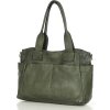 MARCO MAZZINI Tmavozelená dámska kožená kabelka s vonkajšími vreckami (Veľkosť ONE SIZE)