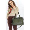 MARCO MAZZINI Tmavozelená dámska kožená kabelka s vonkajšími vreckami (Veľkosť ONE SIZE)