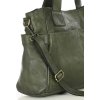 MARCO MAZZINI Tmavozelená dámska kožená kabelka s vonkajšími vreckami (Veľkosť ONE SIZE)
