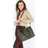 MARCO MAZZINI Tmavozelená dámska kožená kabelka s vonkajšími vreckami (Veľkosť ONE SIZE)
