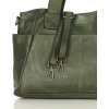 MARCO MAZZINI Tmavozelená dámska kožená kabelka s vonkajšími vreckami (Veľkosť ONE SIZE)