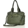 MARCO MAZZINI Tmavozelená dámska kožená kabelka s vonkajšími vreckami (Veľkosť ONE SIZE)