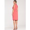 Dámske koralové midi šaty s pásikom
