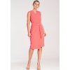 Dámske koralové midi šaty s pásikom