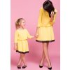 Žlté dievčenské šaty mama a dcéra s ozdobnou čipkou (Rozmiar 68)