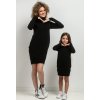 Čierne dámske mikinové šaty mama a dcéra s rolákom (Rozmiar S)