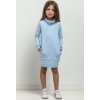 Svetlomodré dievčenské mikinové šaty mama a dcéra s rolákom (Rozmiar 98)
