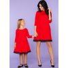 Červené elegantné šaty mama a dcéra s čipkou v spodnej časti MMM25 - red (Rozmiar S)