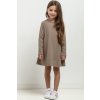 Cappuccino dievčenské šaty mama a dcéra s ozdobným riasením v spodnej časti (Rozmiar 98)