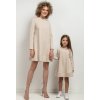 Béžové dievčenské šaty mama a dcéra s ozdobným riasením v spodnej časti (Rozmiar 98)