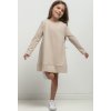 Béžové dievčenské šaty mama a dcéra s ozdobným riasením v spodnej časti (Rozmiar 98)