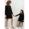 Čierne šaty mama a dcéra s ozdobným riasením v spodnej časti (Rozmiar S/M)