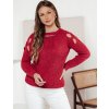 Červený dámsky sveter s prestrihmi SLITARIA