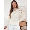 Smotanový dámsky sveter s prestrihmi SLITARIA