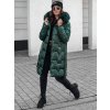 Tmavozelená dámska dlhá prešívaná zimná bunda s kožúškom STYLOWQ (Veľkosť S)