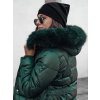 Tmavozelená dámska dlhá prešívaná zimná bunda s kožúškom STYLOWQ (Veľkosť S)