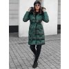 Tmavozelená dámska dlhá prešívaná zimná bunda s kožúškom STYLOWQ (Veľkosť S)