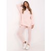 Svetloružová dámska súprava s rebrovanými legínami