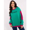 Tyrkysová dámska zateplená mikina s okrúhlym výstrihom