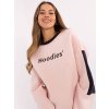 Svetloružová dámska zateplená mikina s okrúhlym výstrihom