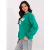 Tyrkysová dámska zateplená mikina bez kapucne