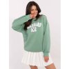 Pistáciová dámska zateplená mikina bez kapucne