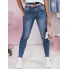 Tmavomodré dámske skinny džínsy s vysokým pásom BLUESTYL